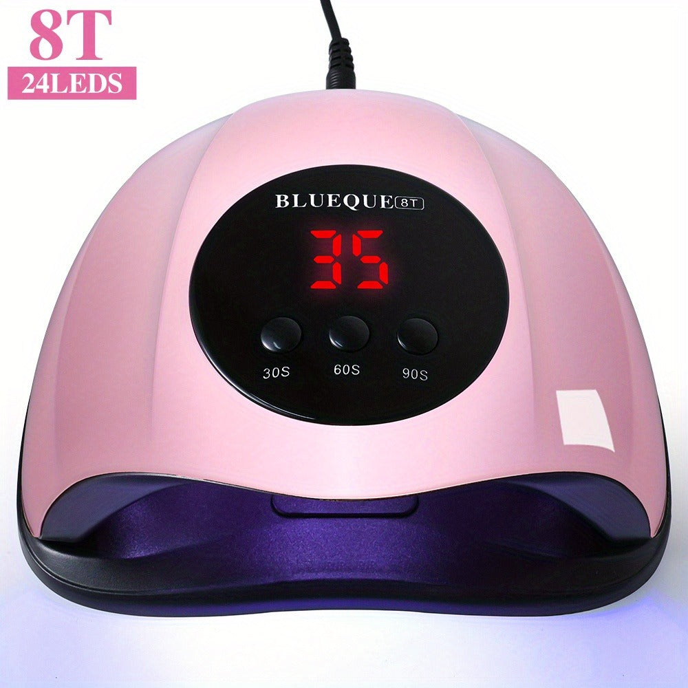 LED Nail Lamp Professional LCD Display Auto Sensor 4 Timer Settings USB Powered Instant Gel Polish Curer No Adapter Needed for Home Salon Manicure Pedicure DIY Nail Art Pink White