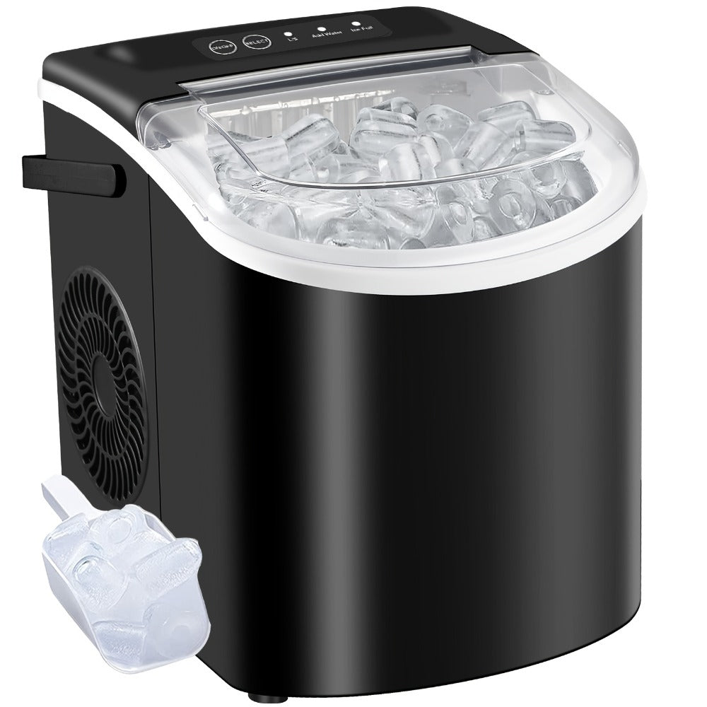 Ice Maker with Basket & Scoop – 26 Lbs/Day Countertop Bullet Ice Machine, 9 Cubes in 6 Mins, Self-Cleaning, 5 Colors Pink White Green Silver Black, for Home, Kitchen, Office, Bar, RV & Camping