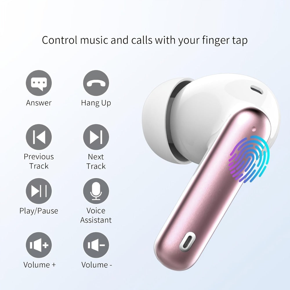 Bluetooth 5.3 Wireless Earbuds with Noise Cancelling Mic & LED Display, Deep Bass Stereo in-Ear Headphones, 36H Playback, Compatible with iPhone Android Laptop Tablet for Sports Gym Travel
