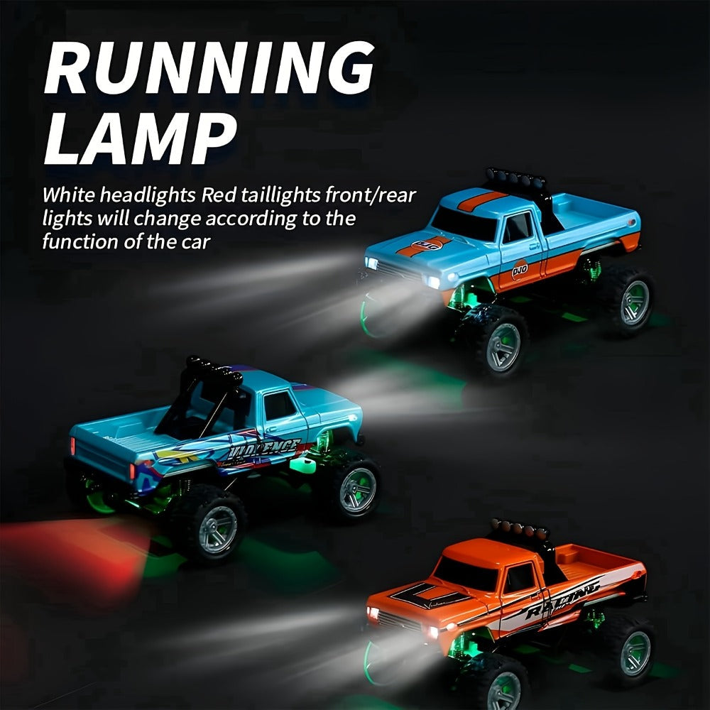 Mini RC Car – 1/64 Scale Alloy Off-Road Monster Truck with 2.4GHz Remote & Shock Absorbers
