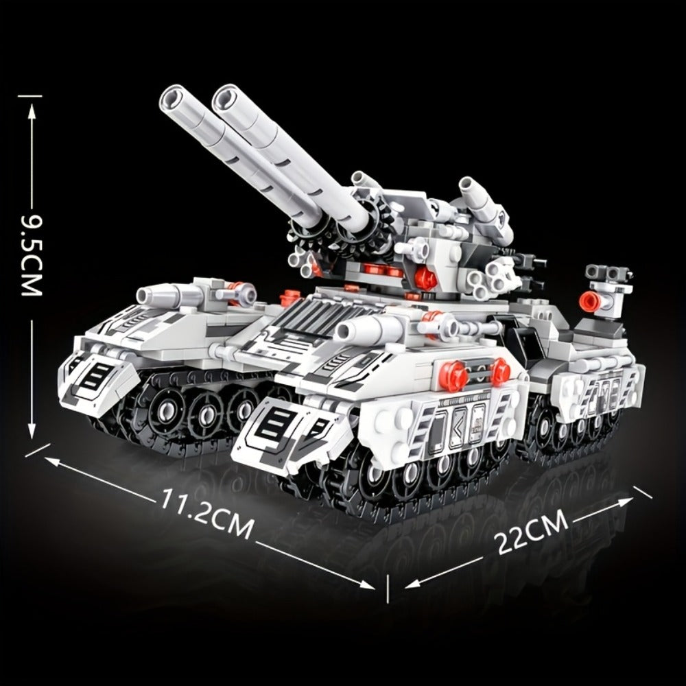 8-in-1 Snow Tank Building Block Set, 1628 Pieces, 9 Military Models