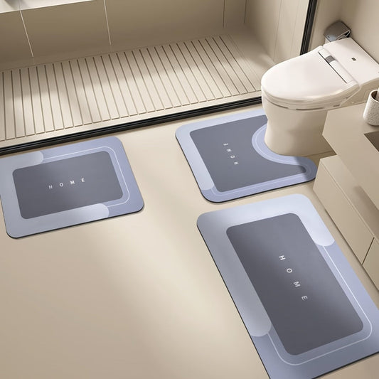 Bath Mat Set, 3-Piece Quick-Dry Non-Slip Rugs for Indoor Floors