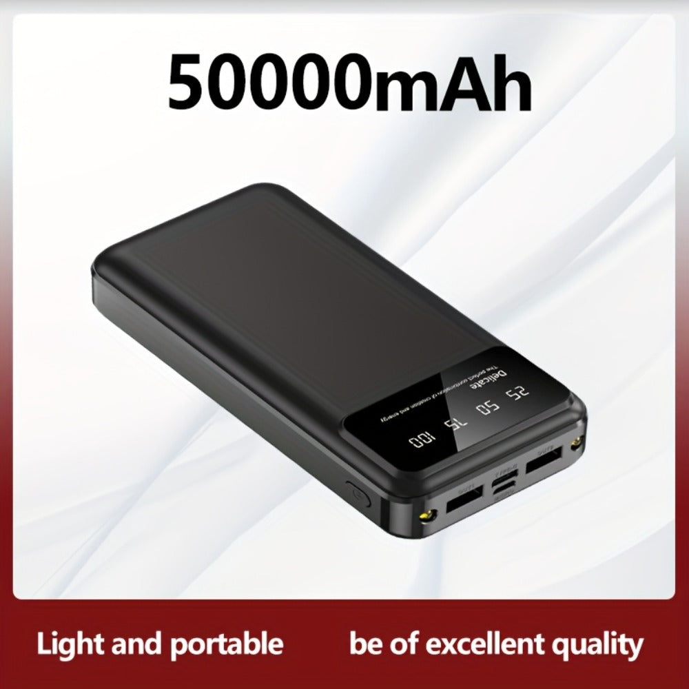 50000mAh Power Bank Outdoor Emergency Charger with LED Display Flashlight Dual USB Backup Battery Pack for iPhone Android Samsung – Portable Solar Travel Charger