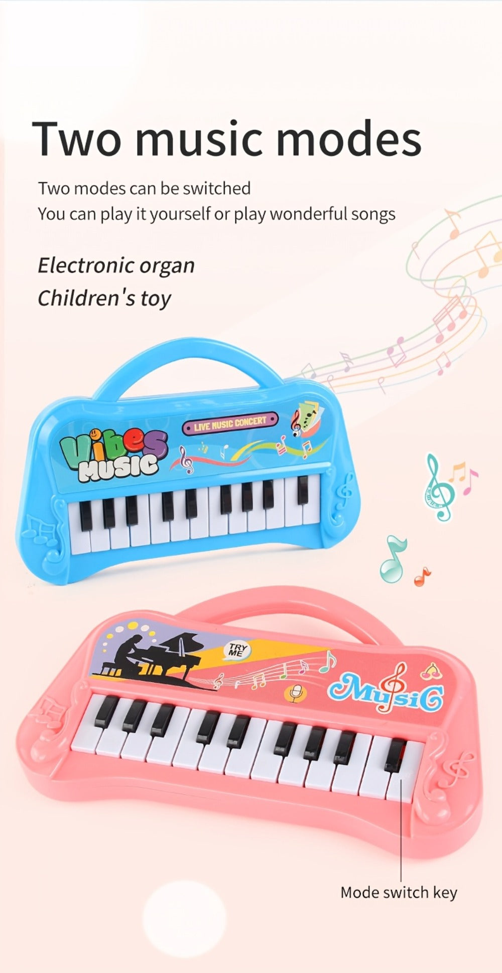 Kids Mini Piano Keyboard with 13 Keys, Electronic Music Toy in Four Colors