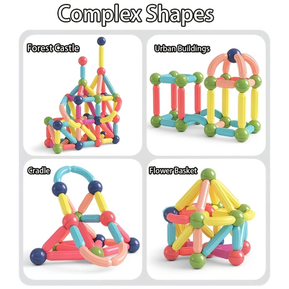 Magnetic Building Sticks Set, 62 Pcs 3D Magnetic Sticks and Balls for Kids Ages 3+