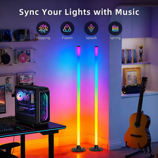 Smart RGB Corner Floor Lamp RGBICB 172 LEDs 1000lm - APP & Remote Control 16 Million Colors 64+ Music Sync Modes USB Powered Standing Lamp for Bedroom Gaming Room Living Room Home Decor