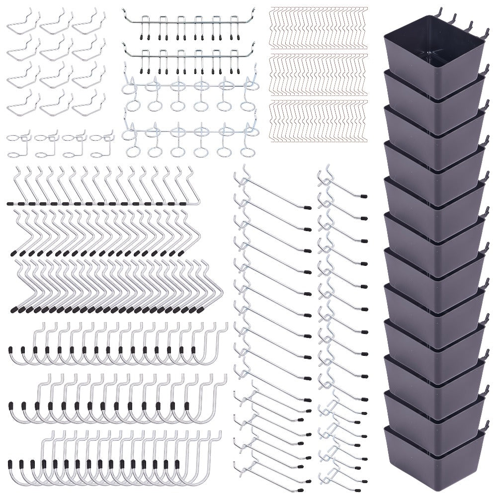 Pegboard Hooks Organizer Kit 278pcs with Bins – 1/8 & 1/4 Inch Peg Board Hook Assortment for Garage Wall Tool Storage | Hanging Storage Accessories for Workshop, Craft Room & Home Organization