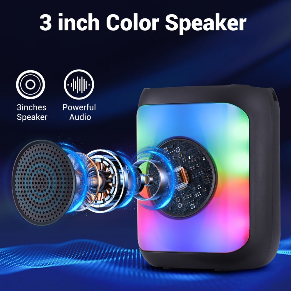 8-Inch Subwoofer Party Speaker 1000W Portable Rechargeable Wireless Bluetooth | Heavy Bass, FM Radio, LED Lights, Remote Control, Built-in Mic, AUX/USB/TF – Outdoor & Indoor Karaoke Boombox