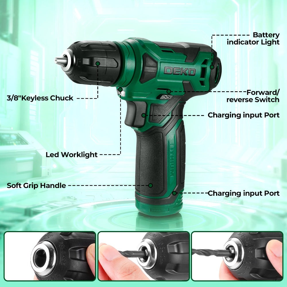 Cordless Drill Tool Kit 119/151PCS – 8V/12V Electric Power Drill Set with Screwdriver, Hammer, Wrench | All-in-One Home Repair & DIY Hand Tools for Women | Perfect Gift