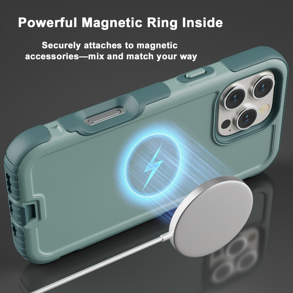3-Layer Warrior Armor iPhone Case Full Body Shockproof Drop Protection Soft Lining Built-In Dust Plug for iPhone 17 Pro Max 17 Pro 17 Plus 17 16 Pro Max 16 Pro 16 Plus 16 15 Pro Max 15 Pro 15 Plus 15 14 Pro Max 14 Pro 14 Plus 14