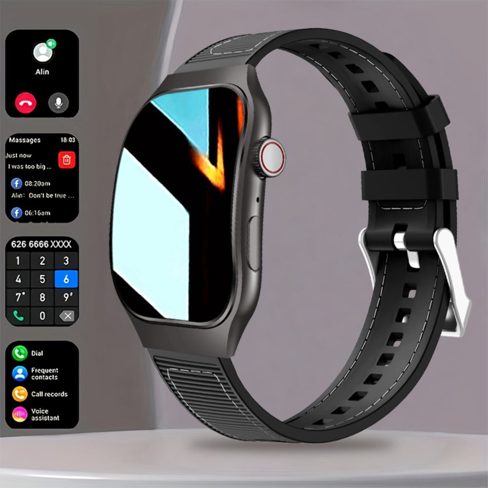 Ultra-Thin Curved Screen Smart Watch with Music Control & SMS Notifications – 2.01" Slim Lightweight Design Call Reminders Health Monitoring Compatible with Android iPhone Unisex Gift for Men Women