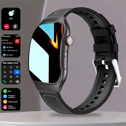 Ultra-Thin Curved Screen Smart Watch with Music Control & SMS Notifications – 2.01" Slim Lightweight Design Call Reminders Health Monitoring Compatible with Android iPhone Unisex Gift for Men Women
