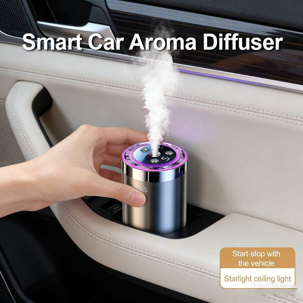 4-in-1 Car Air Freshener Diffuser with Starry Sky Projection – Aromatherapy Humidifier Dynamic Ambient Light, USB Powered, Hilton Cologne Ocean Scents, Fits All Cars | 1 or 3 Bottle Bundle