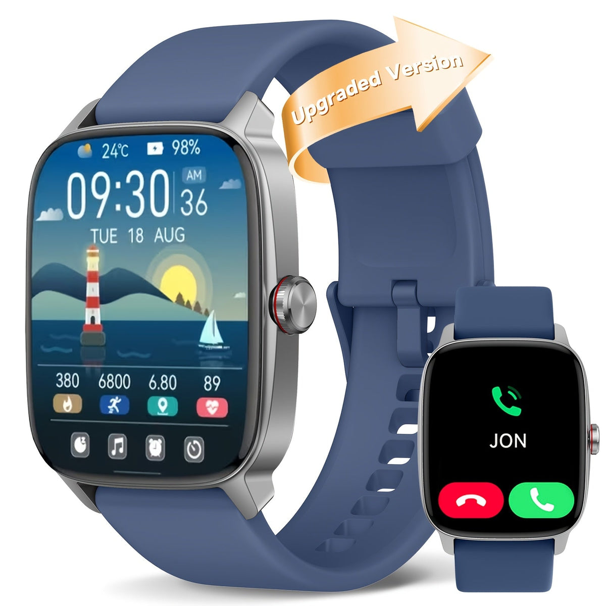 Smartwatch with Built-in Alexa FAWEIO 1.8" HD Touch Screen, Bluetooth Calling, 100+ Sport Modes, Fitness Tracker Heart Rate Sleep Monitor, Compatible with iPhone & Android – Smart Watch for Women Men 14 Colors