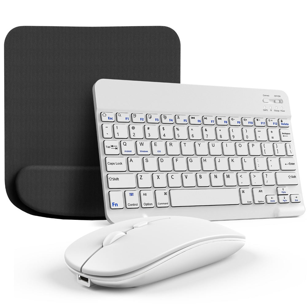 Wireless Keyboard and Mouse Combo with Mouse Pad – Silent 2.4G USB Ergonomic Full Size Keyboard Mouse Set for PC Laptop Mac Desktop | Blue White Pink Black | Home Office Work Setup