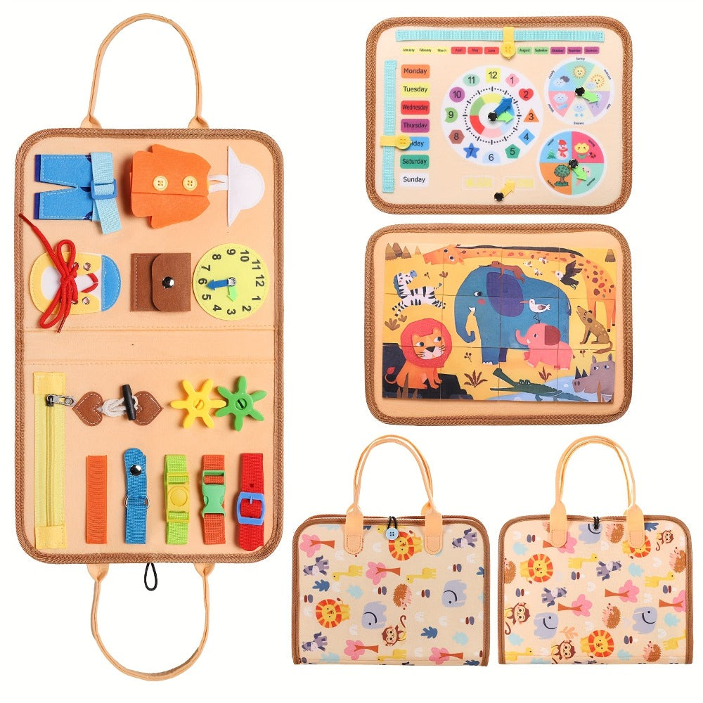 Busy Board for Toddlers 1 2 3 Years Old Montessori Sensory Activity Travel Toy with Zippers Buckles Buttons Laces | Fine Motor Skills Learning Toy for Boys Girls | Birthday Christmas Gift