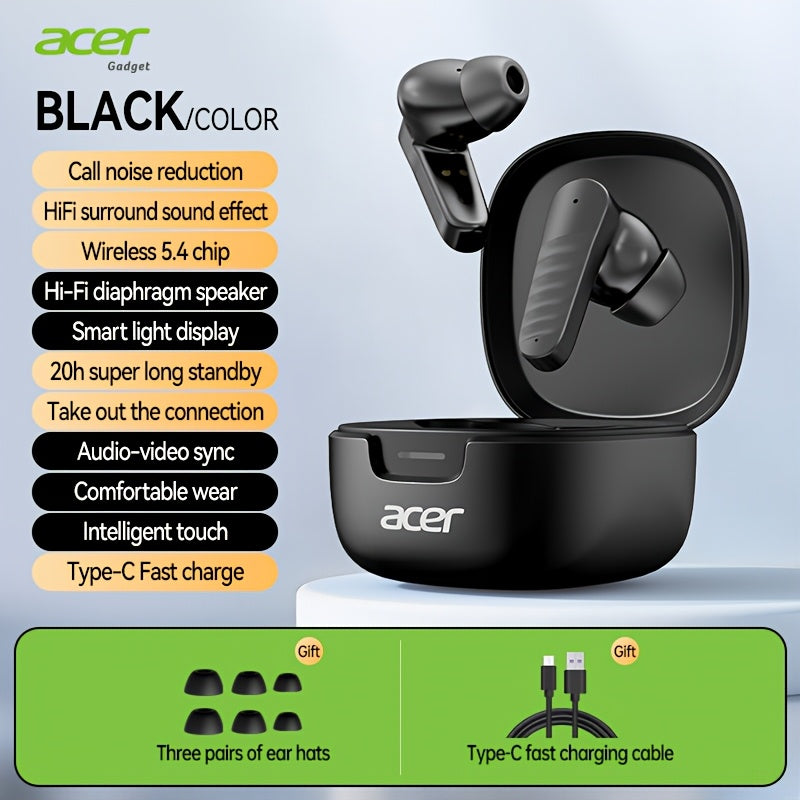 ENC Wireless Earbuds Mini Lightweight In-Ear Bluetooth Earphones Smart Noise Reduction Long Battery Life Touch Control for Sports Running Cycling Work Commute Phone PC Tablet Gift for Men Women