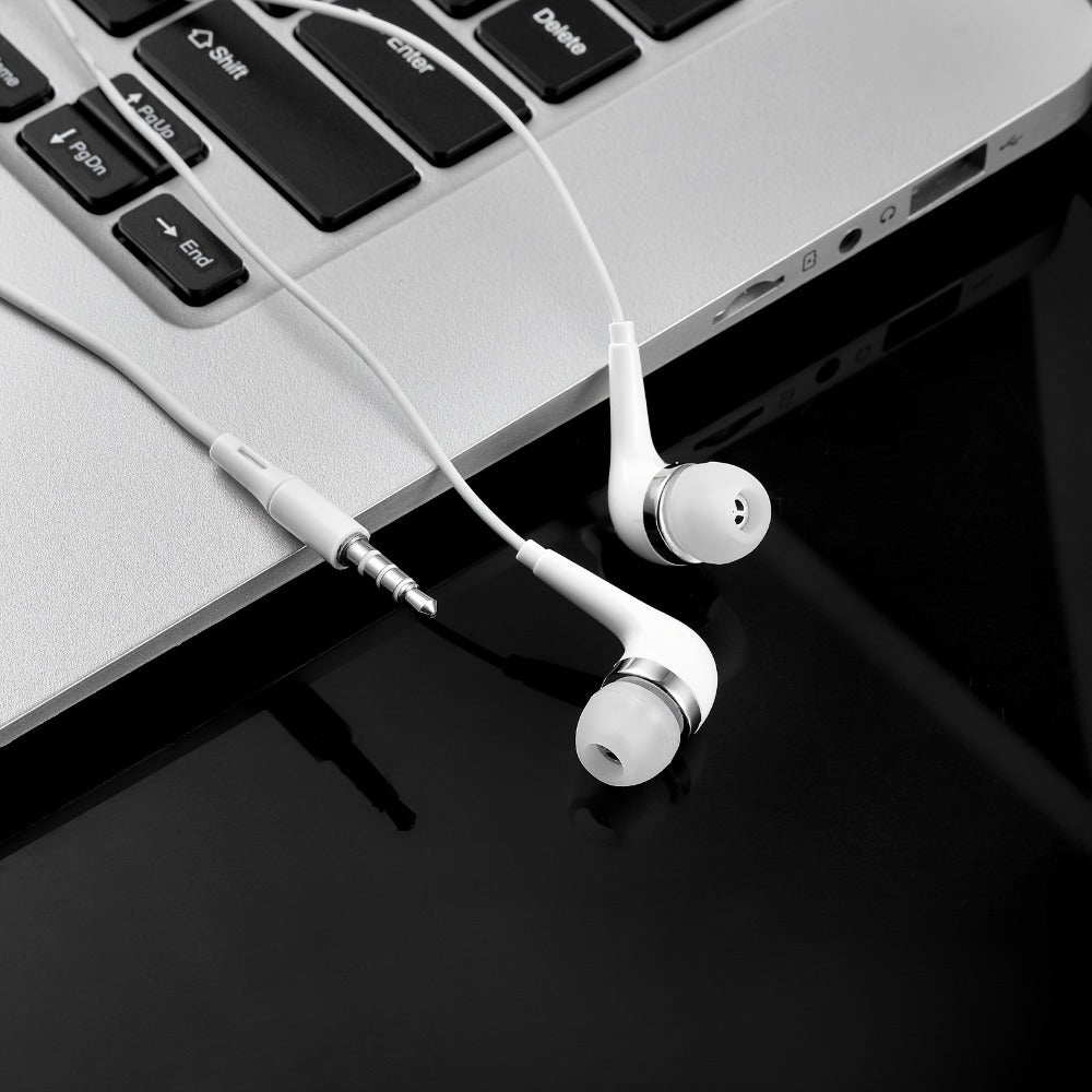10 Pack Wired Earphones 3.5mm Bulk In-Ear Headphones Built-in Mic Volume Control Universal Compatible Samsung Huawei Xiaomi Android School Classroom Office Wholesale White
