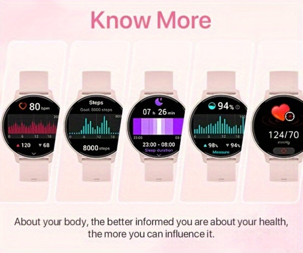 Voice Assistant Smartwatch for Women 1.39" Full Touch – Siri & Google, Wireless Calling, 100+ Sport Modes, Fitness Tracker, Weather, Flashlight, Find Phone, Remote Camera – Pink iPhone & Android