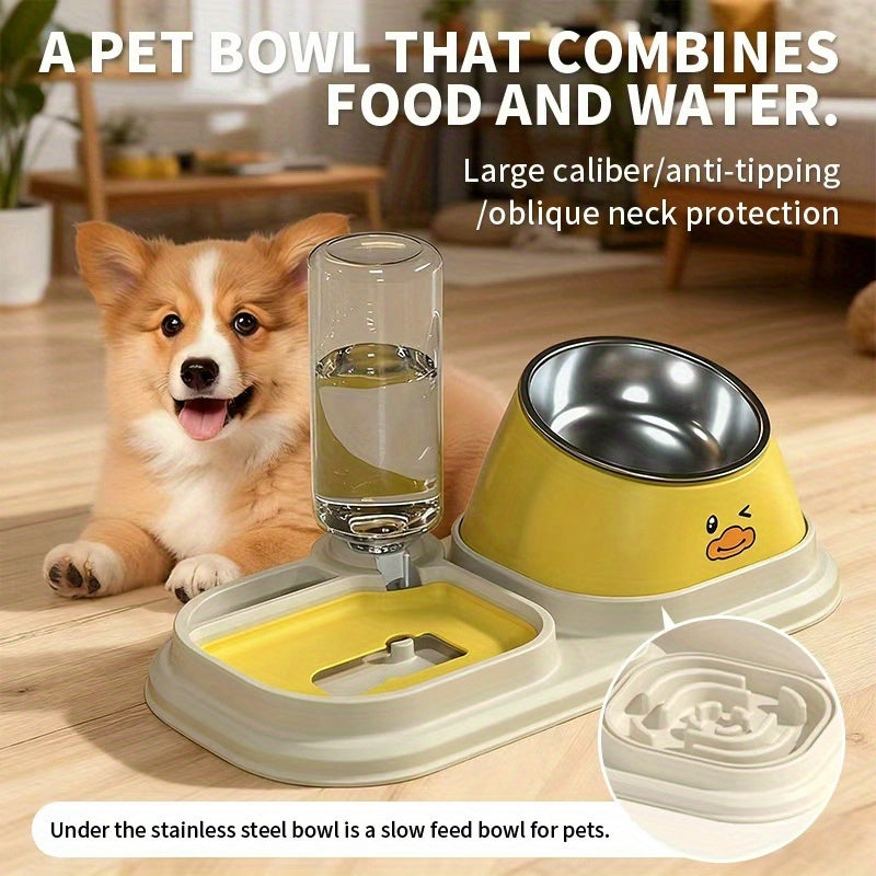 Slow Feeder Bowl 2-in-1 with Stainless Steel Insert – Large Capacity Double Pet Feeding Bowl for Cats & Dogs, Prevents Bloat & Choking, Aids Digestion, Wet & Dry Food Separator, Non-Slip Base