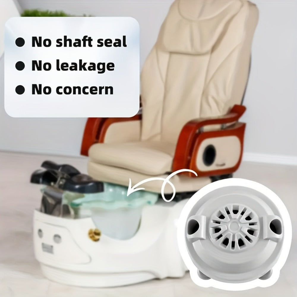 Magnetic Pipeless Jet Head Motor Replacement for Pedicure Spa Chair — Rotating Jet with Propeller & Cap, 4-Pin Connection, Luraco Compatible, Easy Clean, Durable Plastic, Grey