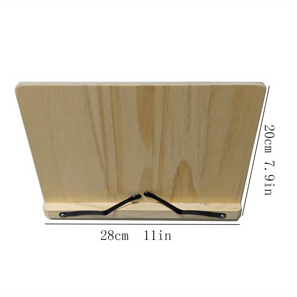 Bamboo Book Stand Adjustable Foldable Portable Reading Stand with Page Clips for Cookbook Tablet E-Reader Textbook Sheet Music Desk Holder Lightweight Sturdy 11x7.9in