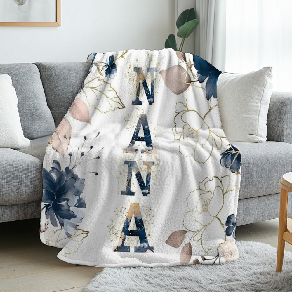 Floral Flannel Blanket – 280gsm Soft Warm Elegant Flower Print Bedspread for Sofa, Bed & Living Room, Machine Washable, 3 Sizes