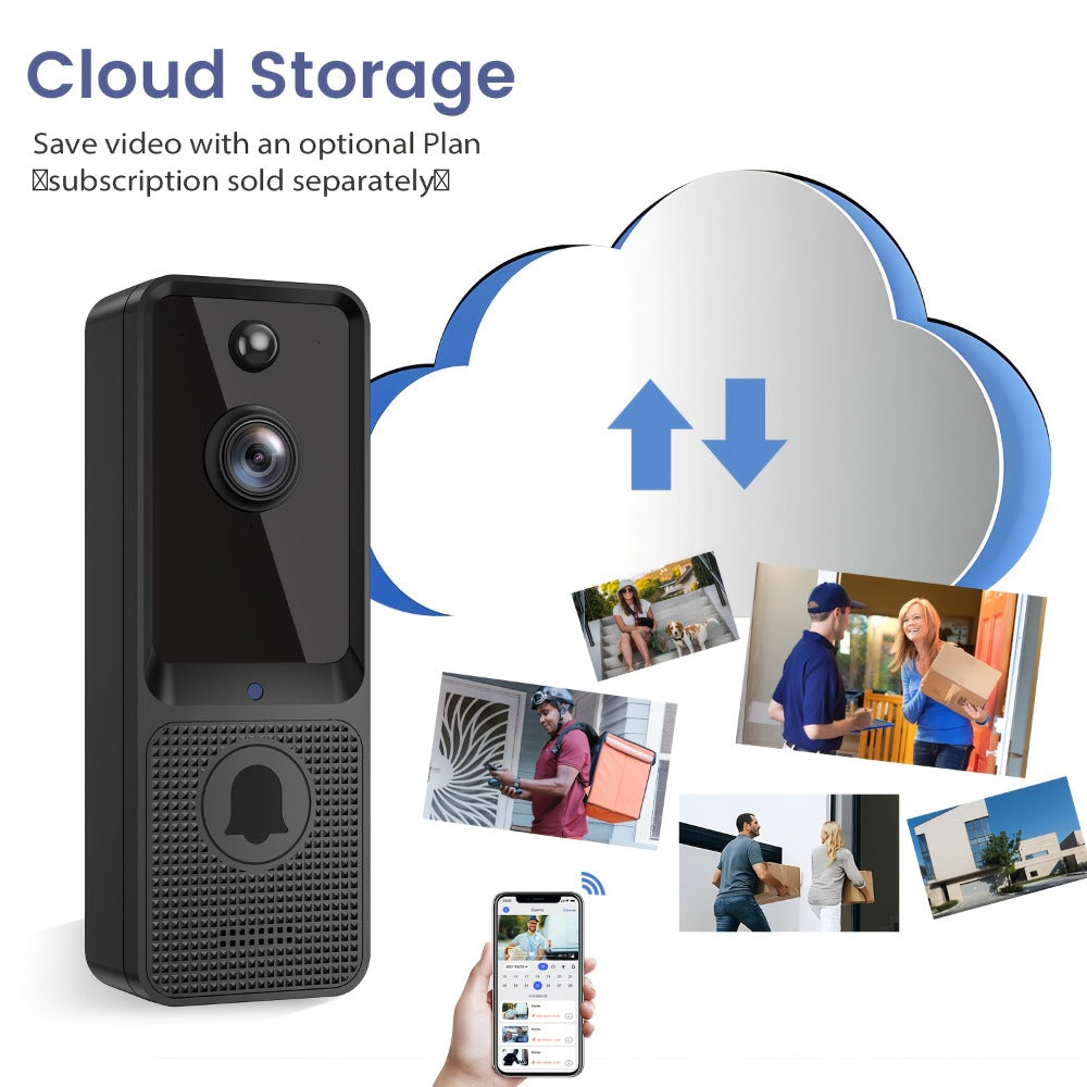 166° Wide Angle Video Doorbell 720P 2.4G 5G Dual-Band WiFi – Color Night Vision, AI Vehicle & Person Detection, Two-Way Voice, No Wiring, Real-Time App View, Single or 2-Pack, Black