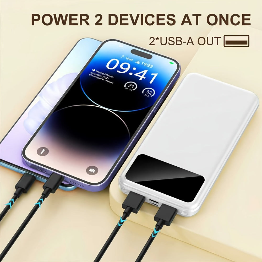 Dual USB 20000mAh Power Bank Portable Charger with LED Digital Display, Type-C & Micro USB Input, 5V/2.1A Fast Charging Battery Pack for iPhone Android Samsung iPad Tablets – Safe Polymer Lithium