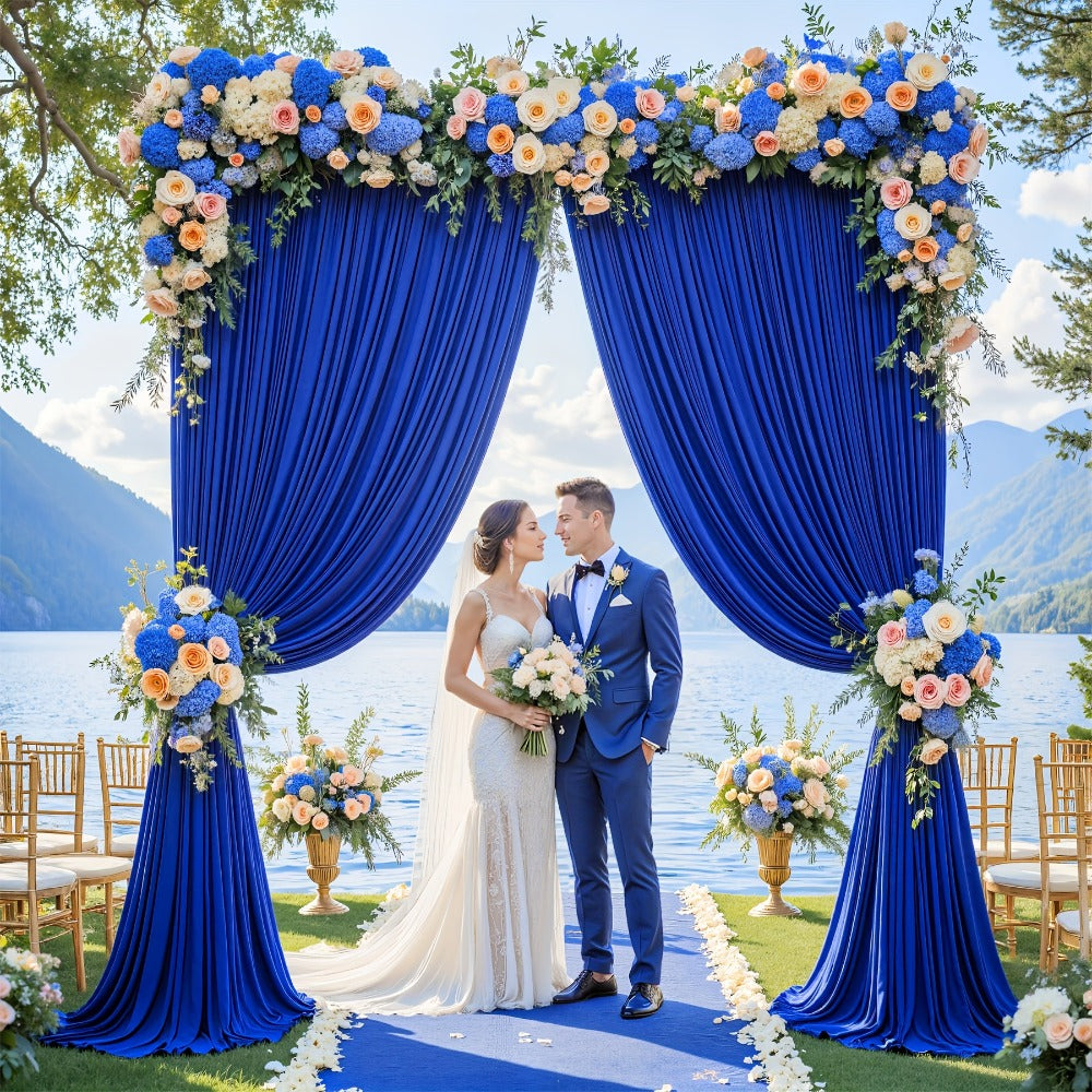 2-Pack 10x10ft Spandex Photography Backdrop Curtains - Wrinkle-Resistant Polyester Background Cloth with Pole Pockets for Weddings, Birthdays, Banquets & Photo Studio Events