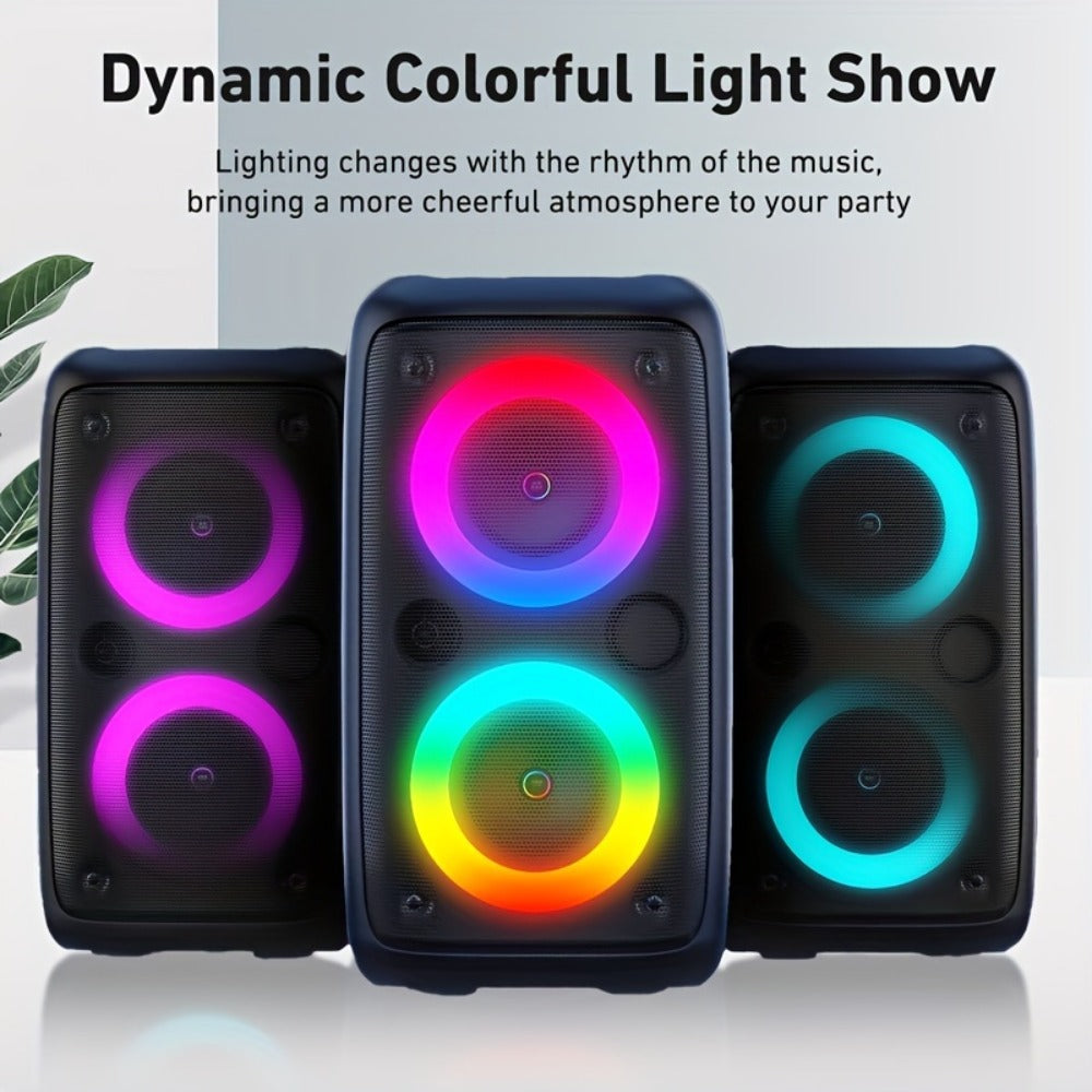 Wireless Bluetooth Speaker with Color LED Lights, MOKiN KTS-1265 Portable Party Speaker, Bass Boost, FM Radio, TF Card, USB, Type-C, Lightweight for Outdoor Travel Home Parties