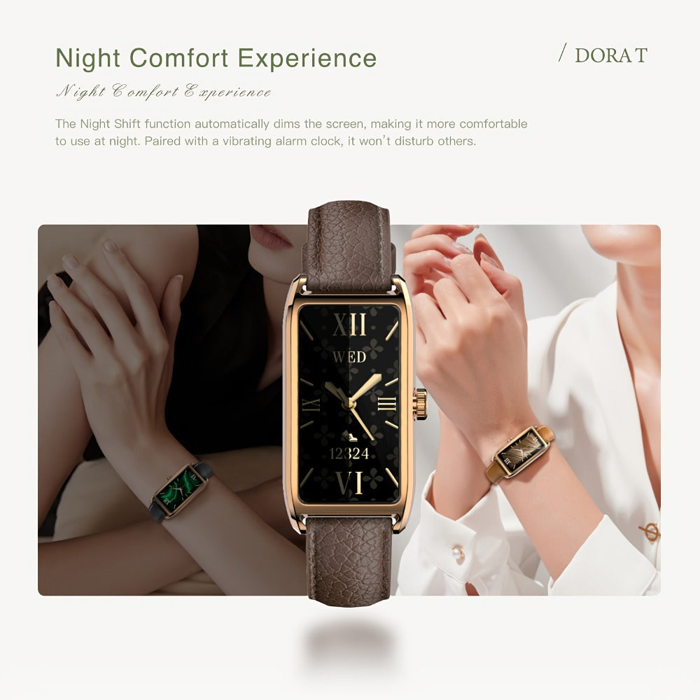 AMOLED Smartwatch for Women 1.13 Inch Zinc Alloy Fashion Watch 30-Day Battery Menstrual Cycle Tracking Sleep Stress Body Temperature Heart Rate Waterproof 12 Sport Modes Health Monitor Gift Blue Black Red Brown Pink