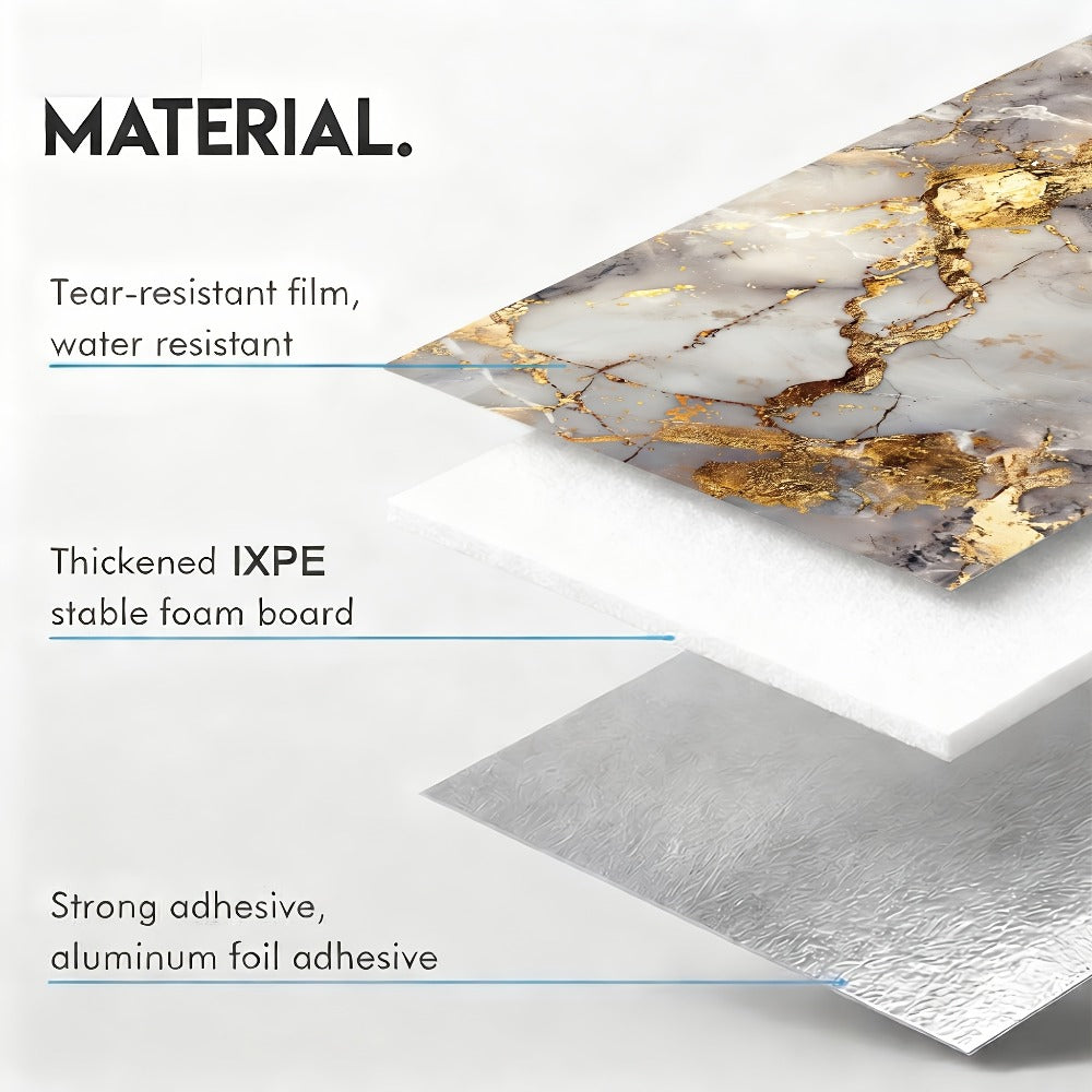Self-Adhesive Marble Tile Stickers 11.8x11.8in Peel and Stick Wall Tiles for Bathroom Kitchen Backsplash – Waterproof 3D Glossy Imitation Marble Wall Panel, Easy to Install, 50 or 100 Pack