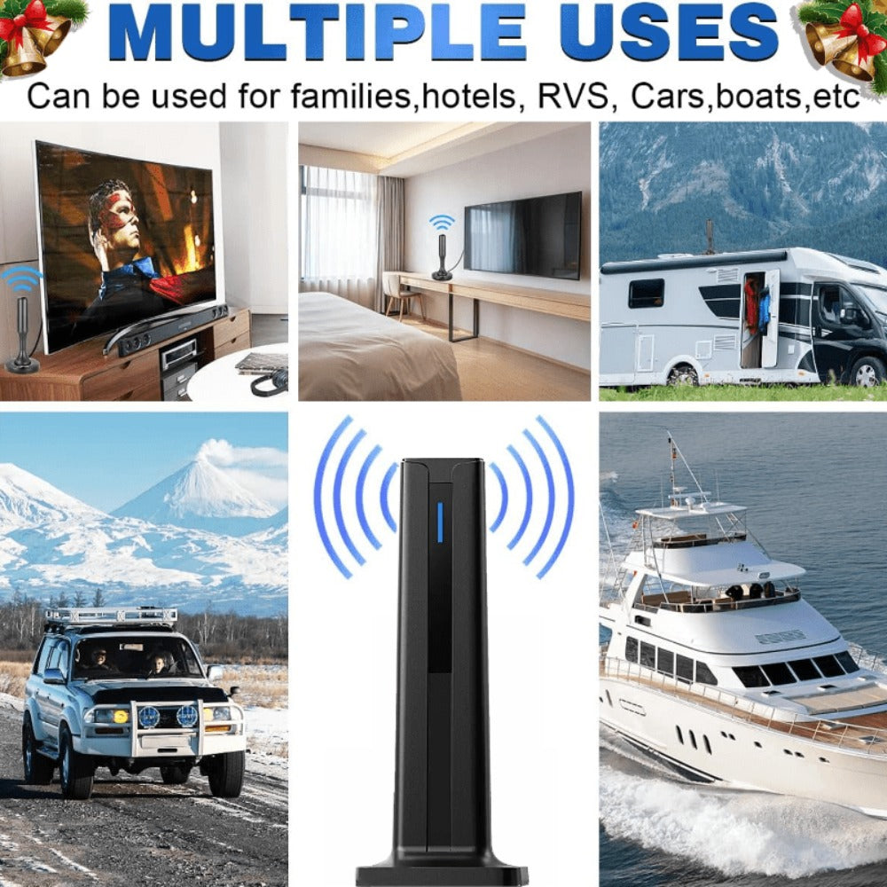 Magnetic Base TV Antenna Indoor – 4K 1080P HD, VHF & UHF Signal Booster Amplifier, Portable Digital Antenna for All TVs, 1pc or 2pcs Bundle