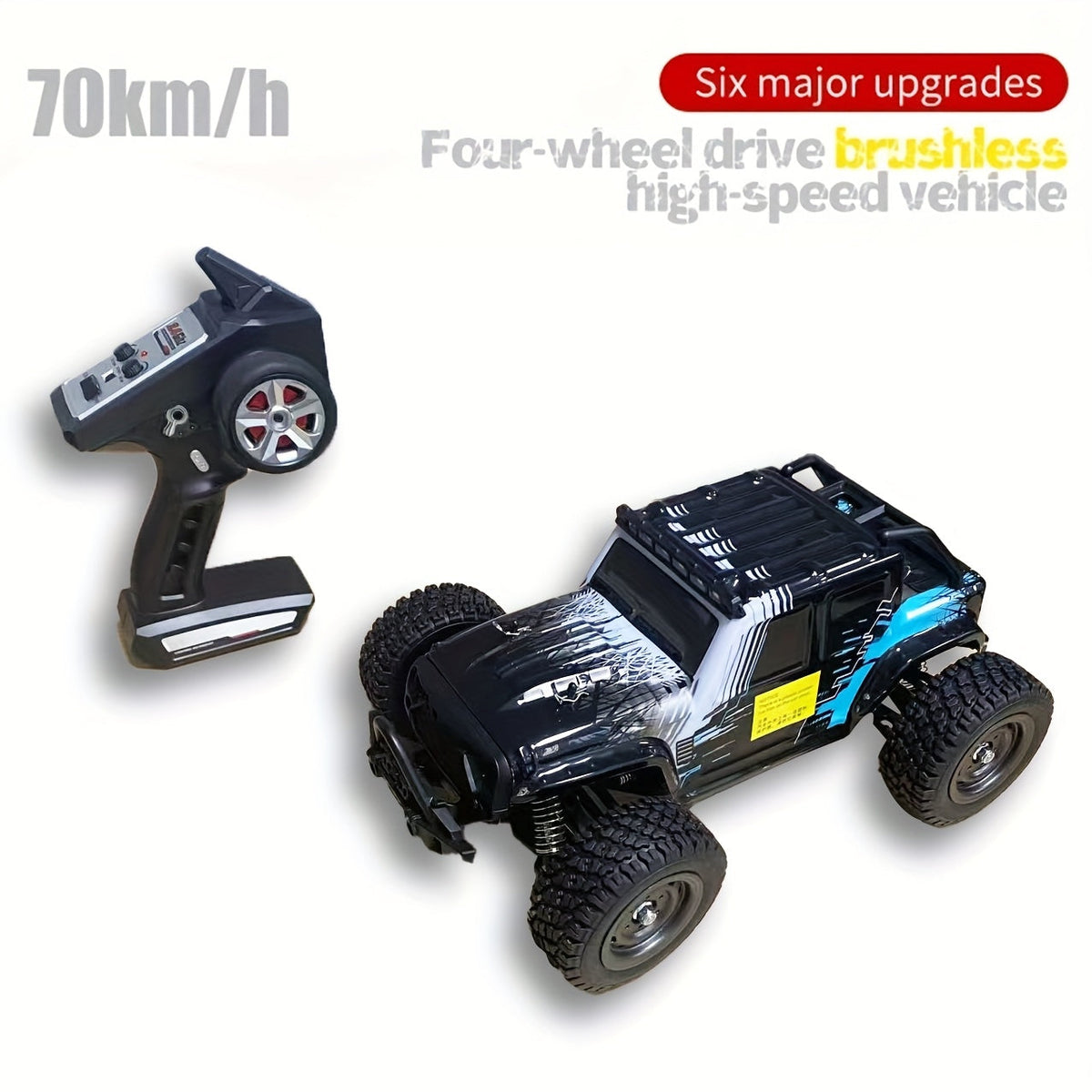 RC Off-Road Car 1:16 Scale 4WD, 70 KM/H 2.4GHz All-Terrain Monster Truck