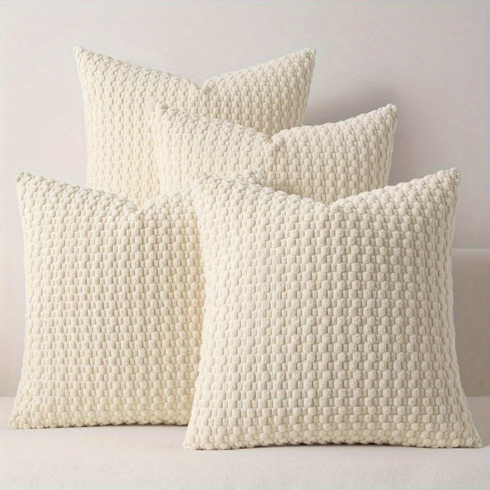 Boho Throw Pillow Covers 4 Pack Velvet Woven Cushion Covers Double-Sided Decorative Pillowcases for Sofa Couch Bed Chair 20x20 Inch Machine Washable