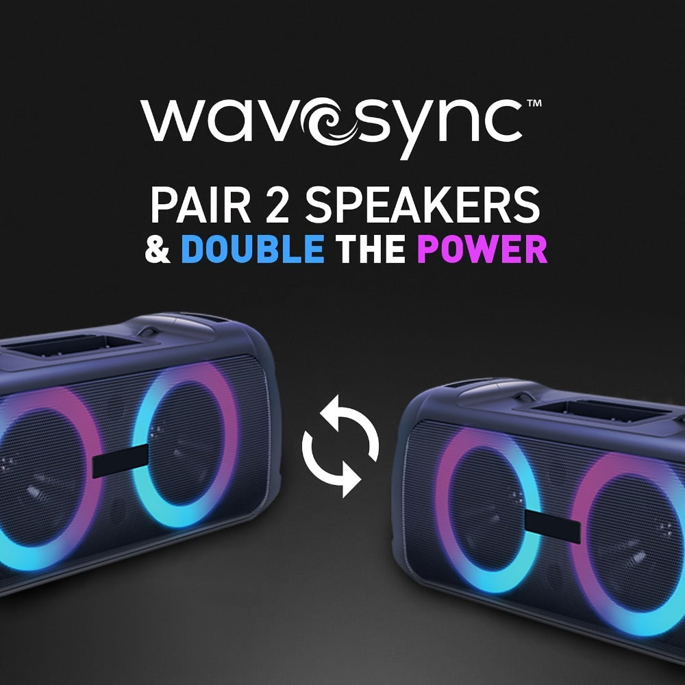 Large Outdoor Party Speaker with Dual 6.5" Subwoofer & LED Lights, Loud Portable Bluetooth Speaker with Shoulder Strap, Phone Tray, Mic Input, TWS Pairing, TF/USB/AUX, 5H Battery for Camping Beach Garage Parties