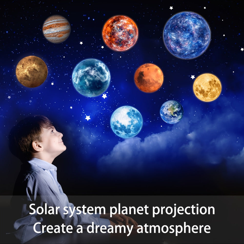 Starry Sky Night Light Projector with 9 Replaceable Planet Discs – USB Powered 360° Rotatable Galaxy Lamp for Bedroom Ceiling, Living Room, Kids Room & Holiday Gift