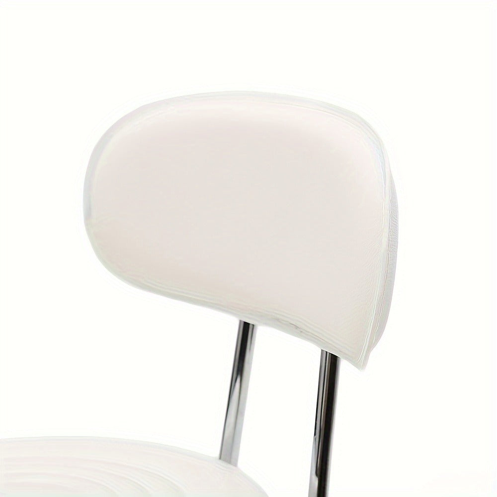 Adjustable Salon Stool with Back 360 Swivel PU Leather Cushioned Round Seat Chair for Salon Barber Spa Esthetician Home Office Vanity Makeup Station White