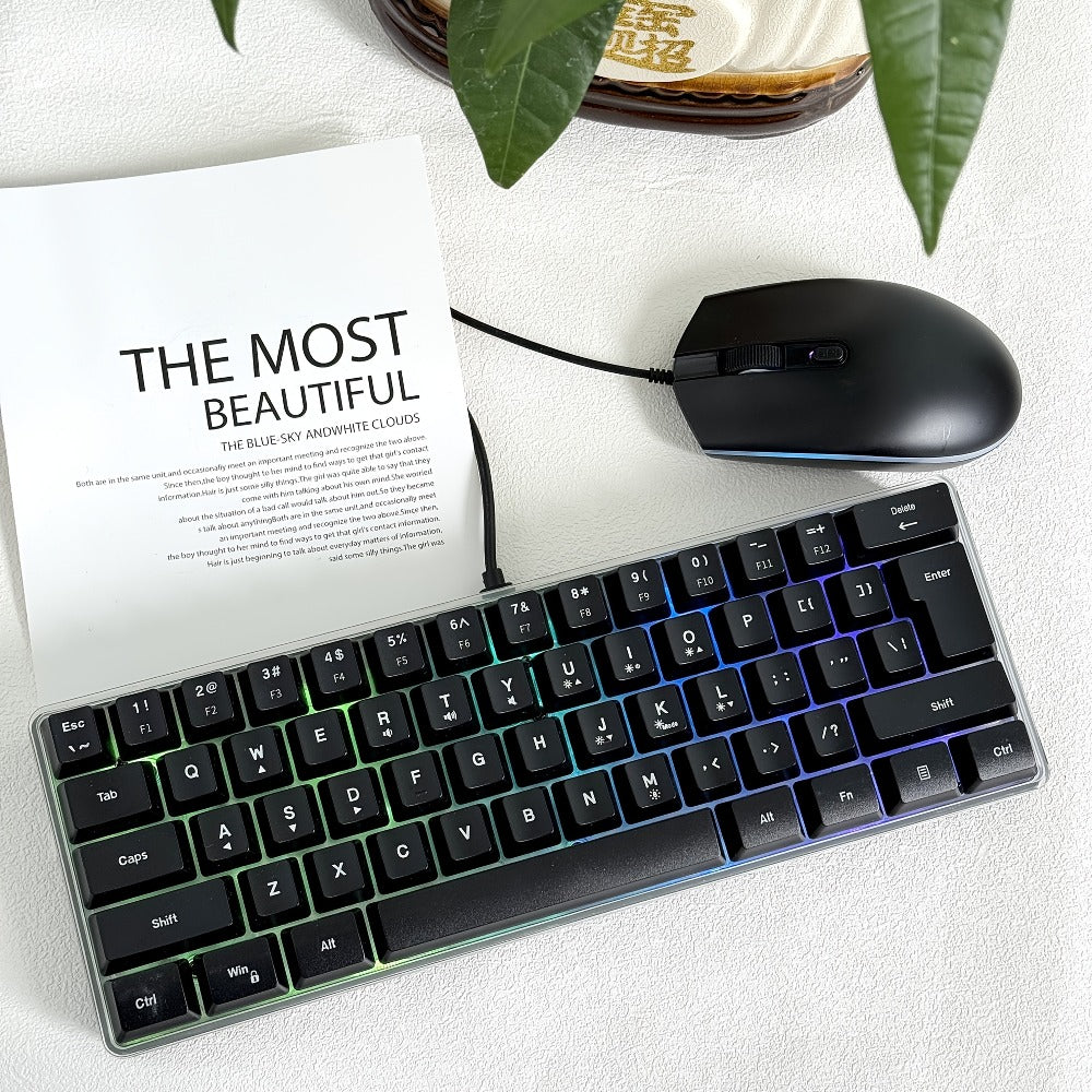 RGB Gaming Keyboard 68 Key Wired Mechanical Feel with RGB Backlight Film Switch Keycap Detachable Cable Compact TKL Layout for Gaming Office PC – 61/68 Key Multi-Color Options (K701)