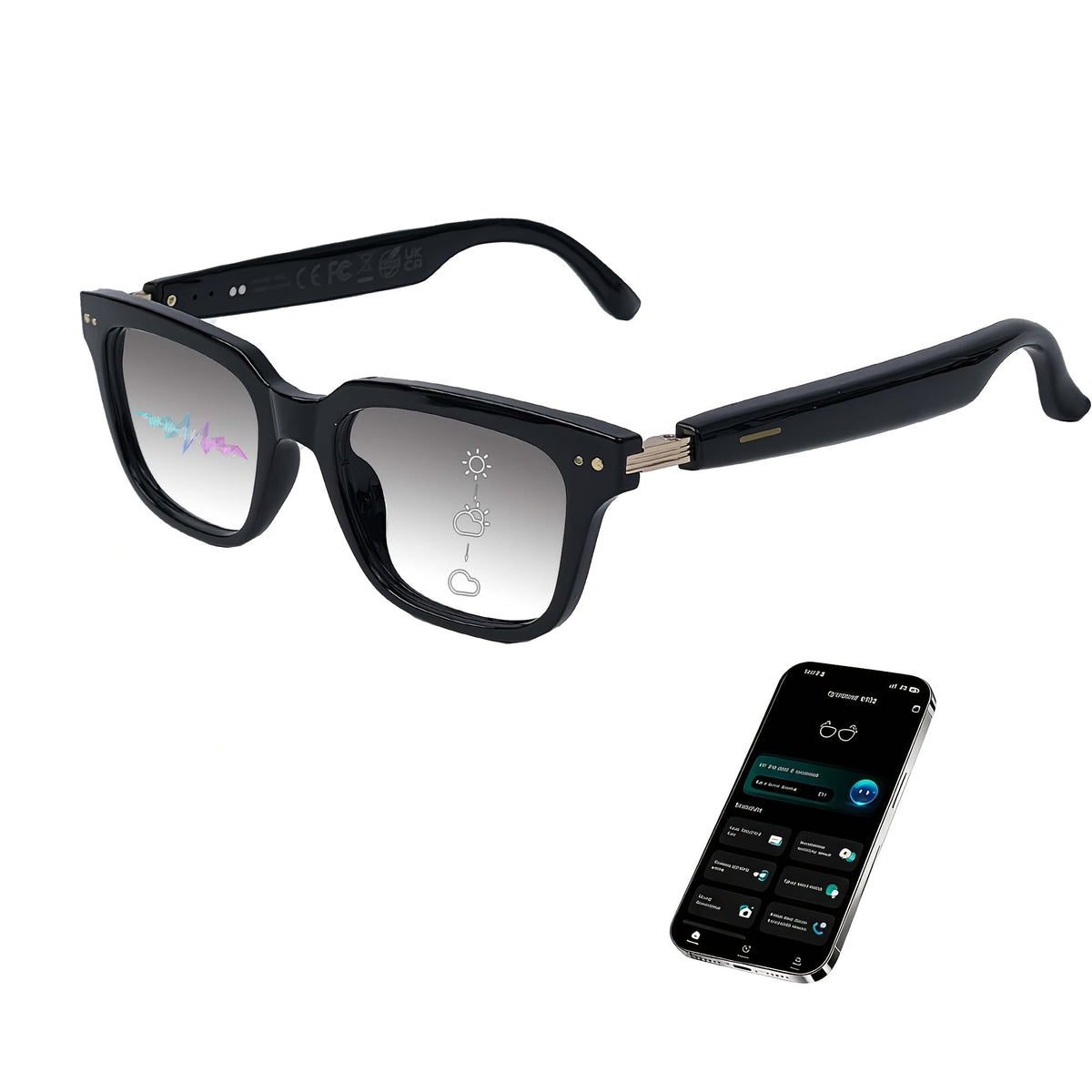 AI Smart Glasses with GPT Voice Assistant & Real-Time Translation 160+ Languages – Photochromic Lenses, Anti-Blue Light, Built-in Speaker & Mic, Unisex Wearable Tech Eyewear