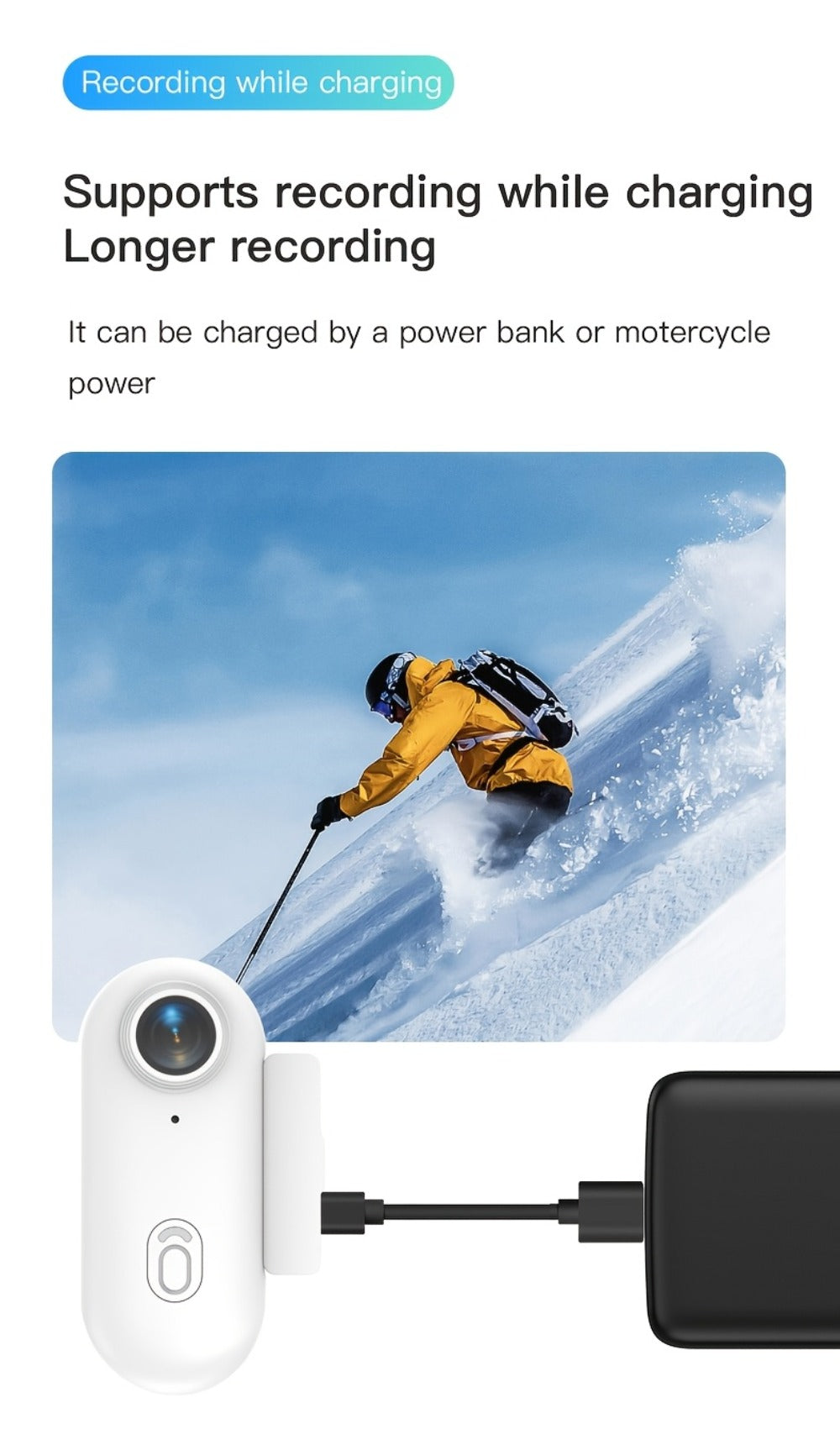 Thumb Action Camera 4K 1080P Mini Sports Camera, Auto Exposure, 800mAh Rechargeable Battery, TF Card Compatible, Compact Wearable Cam for Cycling Hiking Vlogging Outdoor Sports