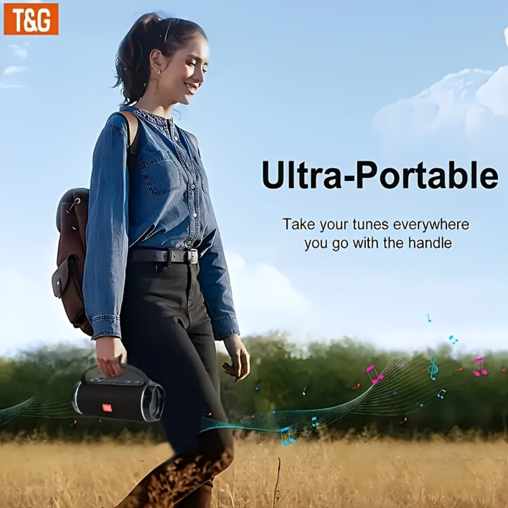 TG116C IPX4 Portable Bluetooth 5.0 Speaker 1200mAh Rechargeable Wireless Speaker USB TF FM Type-C Charging Surround Sound for Outdoor Travel Home Mobile
