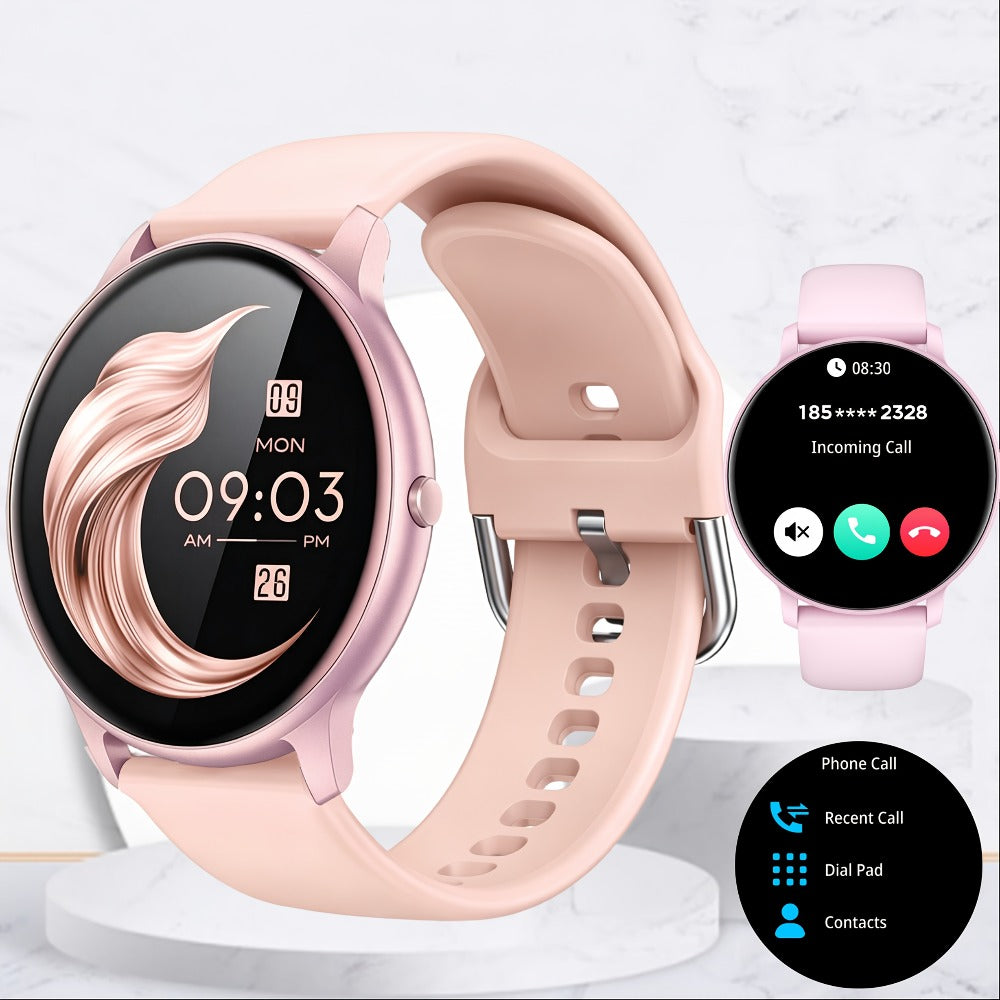 2-Pack Smartwatch with AI Voice Assistant Wireless Calling Sleep Tracker Calorie Step Counter Multi Sport Mode Message Notifications Fitness Health Watch for Men Women – Black Pink Gold Purple