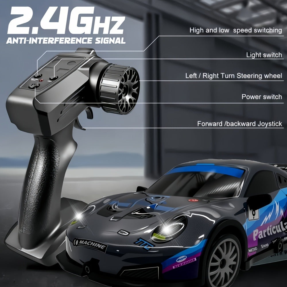 1:24 4WD RC Drift Car, 28 km/h with LED Lights and 2 Batteries
