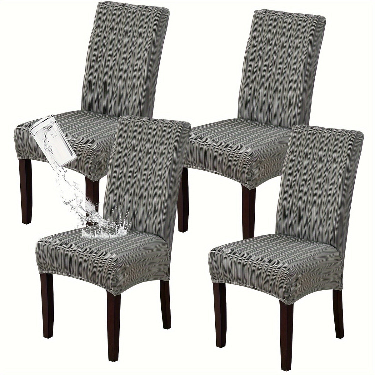 Dining Chair Covers Stretch Slipcovers Set of 4 or 6, Stain Resistant Removable Washable Chair Protector for Home Kitchen Restaurant Wedding, Spandex Jacquard Fabric, 7 Colors Available