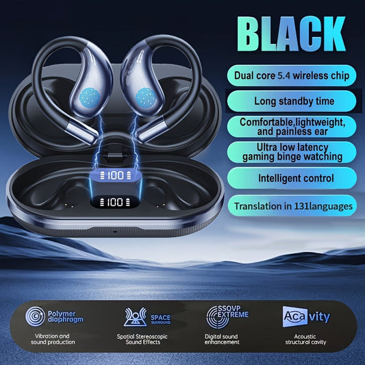 OWS Bluetooth 6.0 AI Translator Earbuds 156 Languages & Accents 3-in-1 Real-Time Translation Open-Ear Wireless Earphones for Travel Business Learning Black Beige White