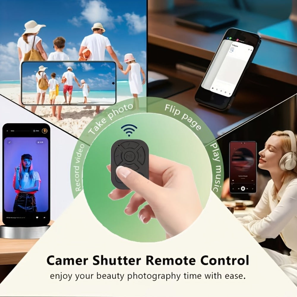 Bluetooth Selfie Remote Ring 2 Pack TikTok Scroll Shutter for iPhone iPad – Hands-Free Photo Capture Video Like Page Turn Music Control, Rechargeable Wearable Creator Accessory, Black Pink Gift