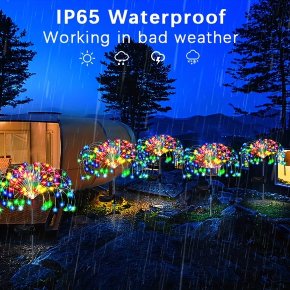 Solar Firework Lights Outdoor Smart Sensor 8 Modes – 90 280 420 520 LED Garden Starburst Lights for Patio Walkway Pathway Party Wedding Warm White Multicolor 1 4 6 8 12 Pack