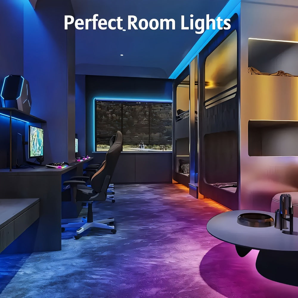 Music Sync LED Strip Lights with APP & 24-Key Remote - RGB Color Changing Built-in Mic USB Plug-and-Play 100FT 130FT 200FT for Bedroom Gaming Room Party Holiday Home Decoration